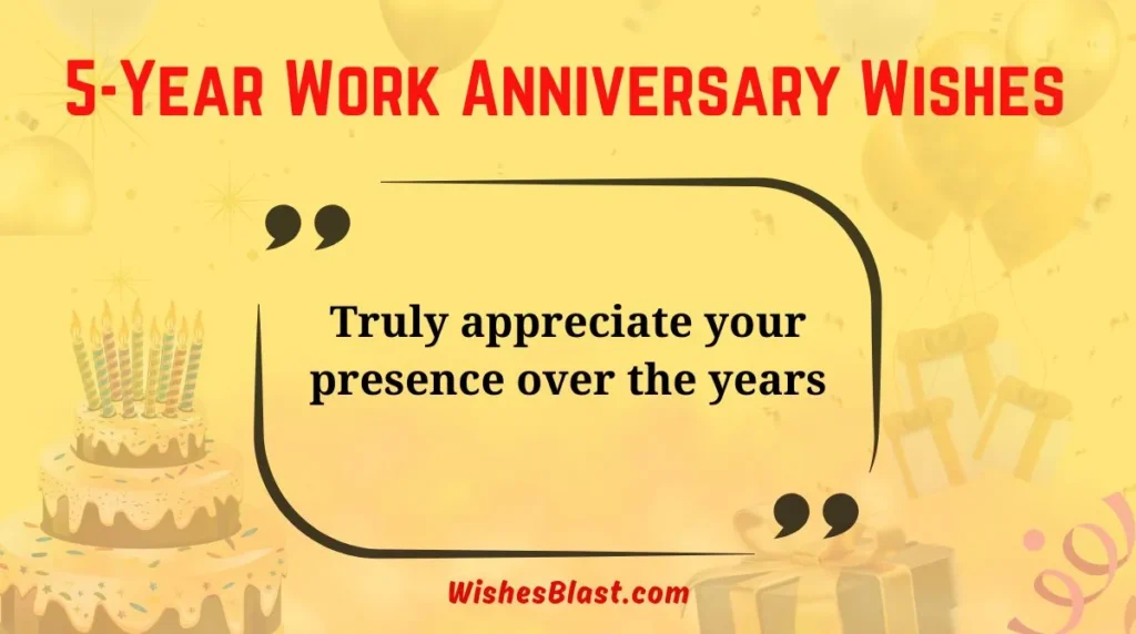 5-Year Work Anniversary Wishes 