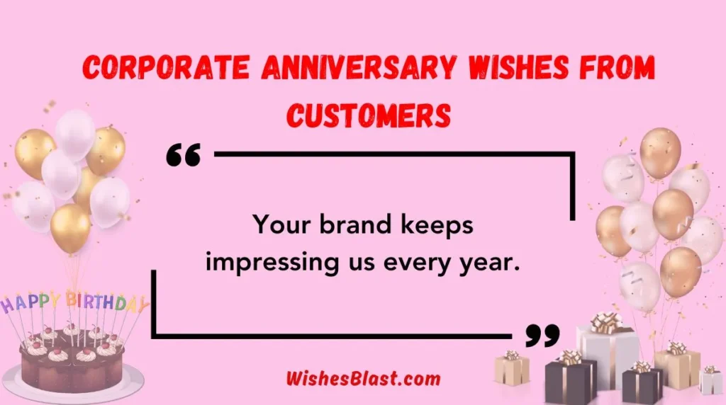 Corporate Anniversary Wishes from Customers