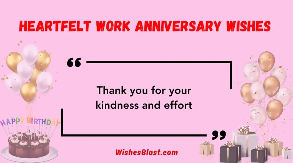 Heartfelt Work Anniversary Wishes