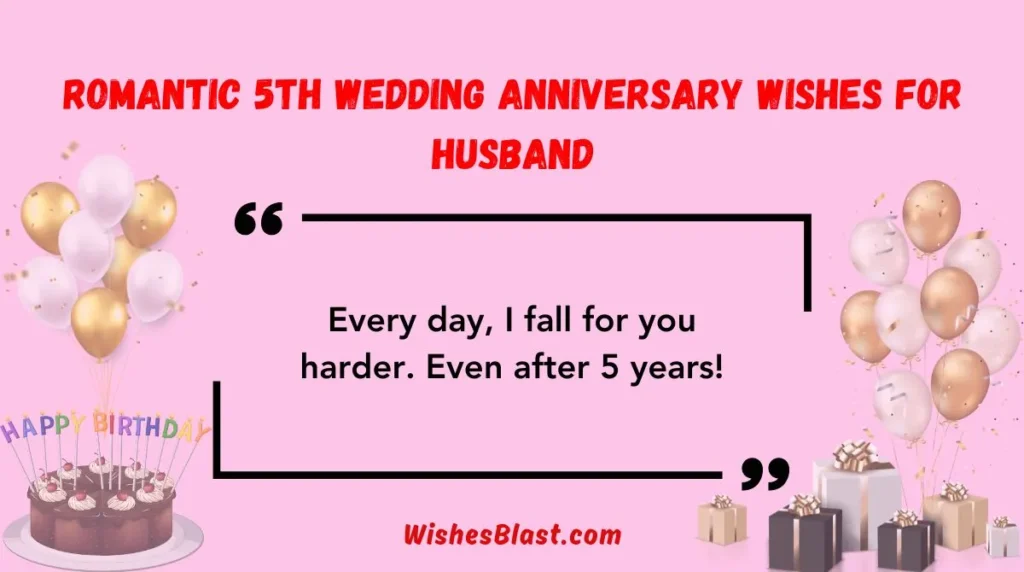 Romantic 5th Wedding Anniversary Wishes for Husband