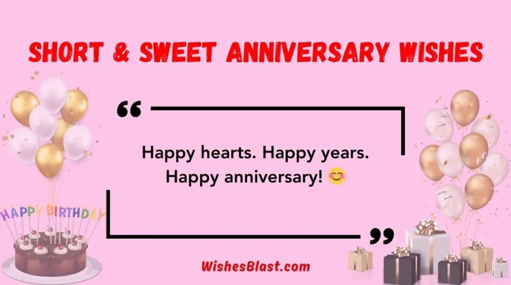 Short & Sweet Anniversary Wishes