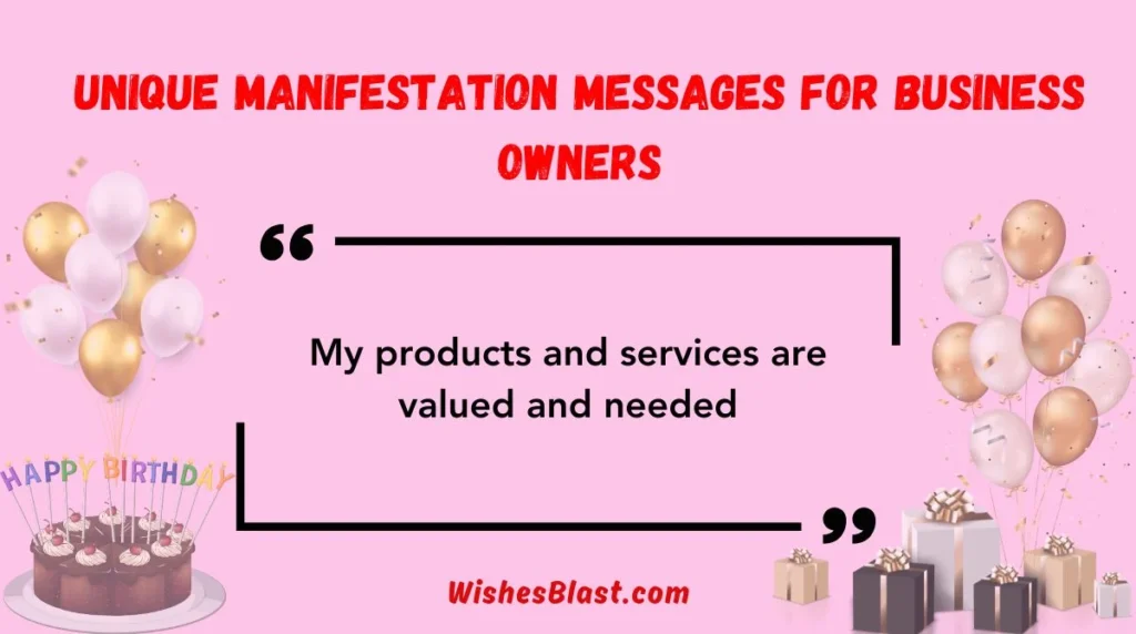 Unique Manifestation Messages for Business Owners